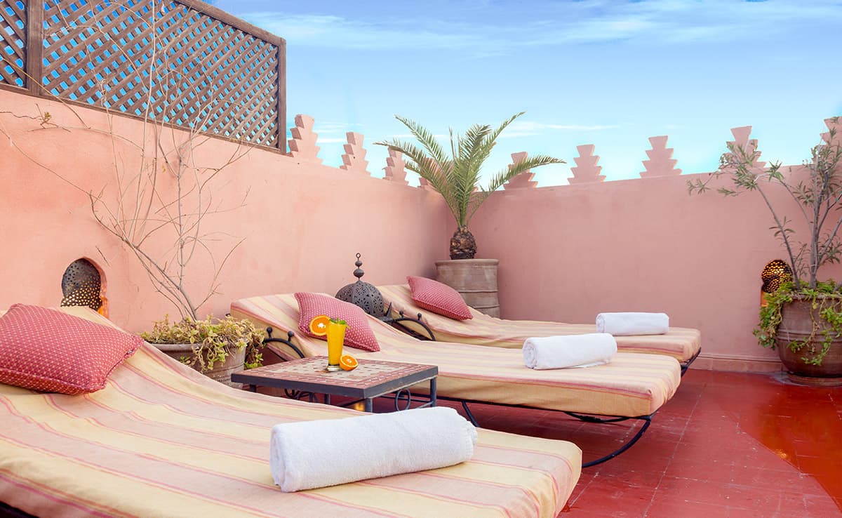 Patio central paisible du Riad Sable Chaud